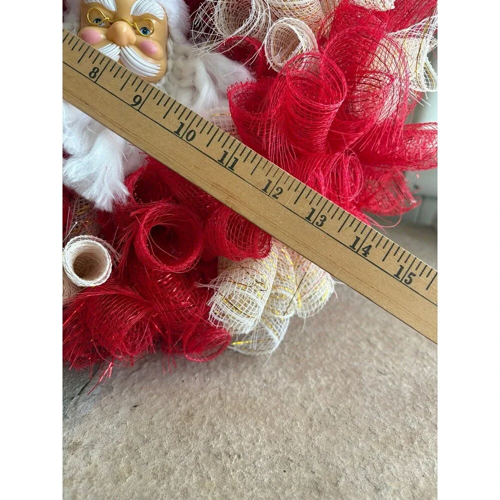 Handmade Seasonal Deco Mesh/Ribbon Wreath Winter Christmas Santa Red White